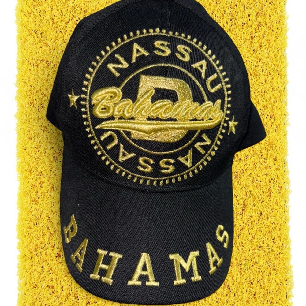 Bahamas Embroidered Black & Gold Baseball Cap
